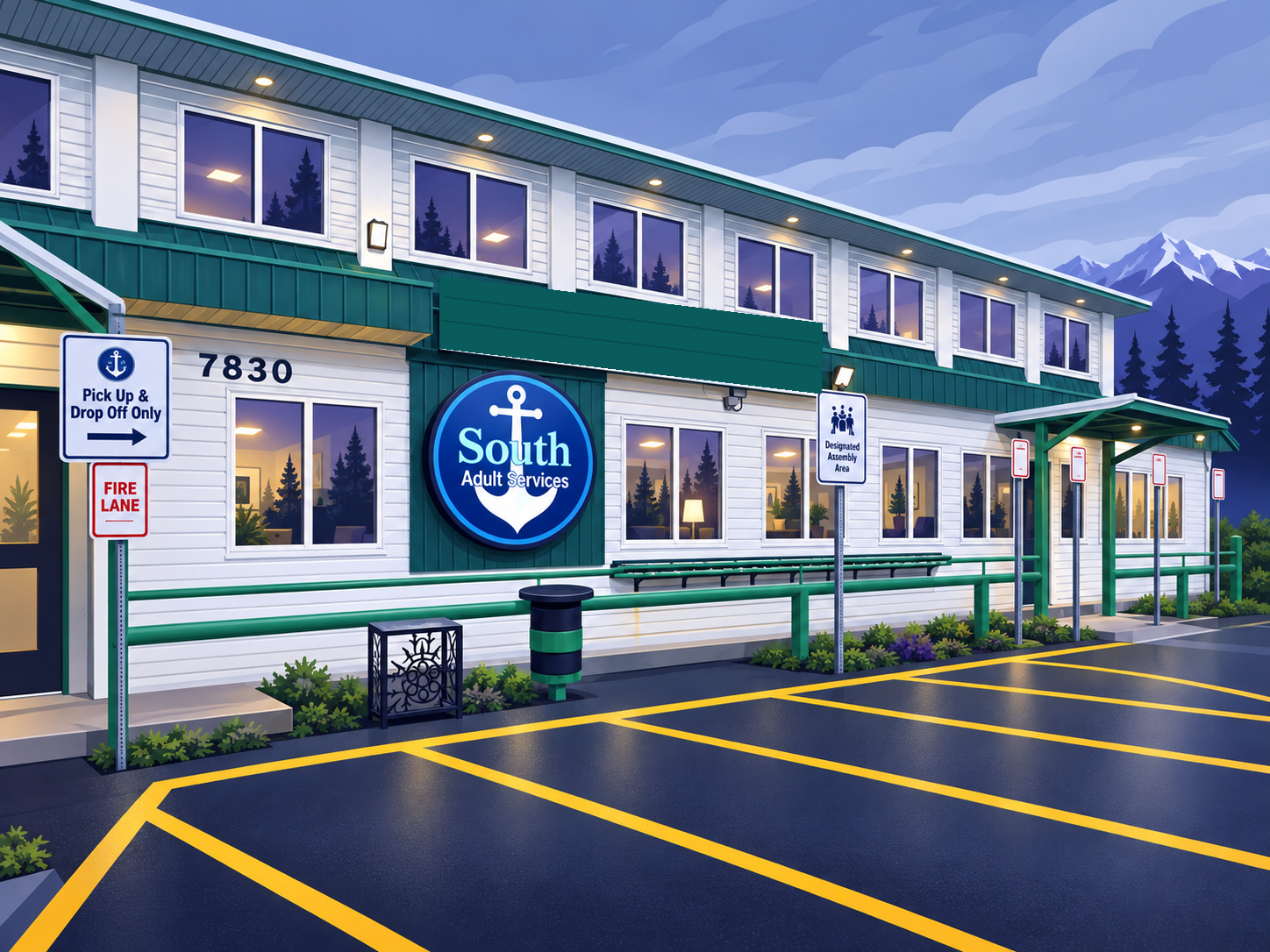 South Adult Services building exterior in Anchorage